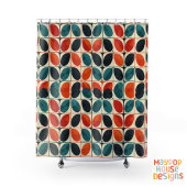Rideaux De Douche Retro Mid-Century Moderne Turquoise Orange Abstrai