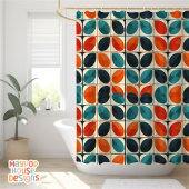 Rideaux De Douche Retro Mid-Century Moderne Turquoise Orange Abstrai