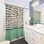 Rideaux De Douche Retro Mid-Century Vert moderne Noir Abstrait
