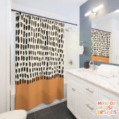 Rideaux De Douche Retro Mid-Century Vert moderne Noir Abstrait