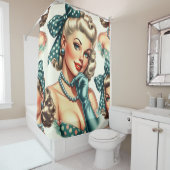 Rideaux De Douche Rétro Mignon Pin-Up Classique (En situation)