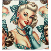 Rideaux De Douche Rétro Mignon Pin-Up Classique (Devant)