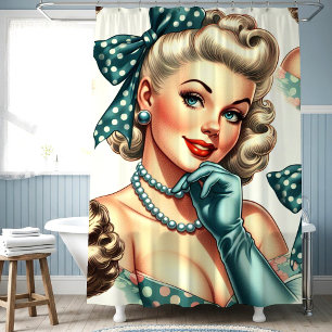 Rideaux De Douche Rétro Mignon Pin-Up Classique