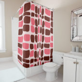 Rideaux De Douche Rétro Mod Rose & Géométrique Chocolat (En situation)