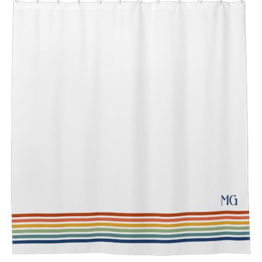 Rideaux De Douche Retro Monogrammed Minimalist Stripes (Devant)