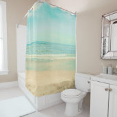 Rideaux De Douche Retro Pastel Beachbeach, arrière - plan, été, vint (En situation)