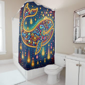 Rideaux De Douche "Retro Peg Art Whale" (En situation)