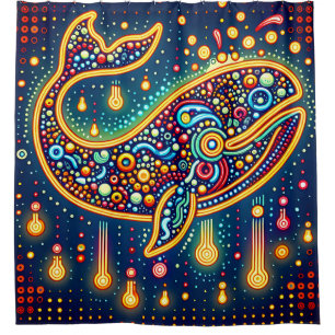 Rideaux De Douche "Retro Peg Art Whale"