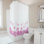Rideaux De Douche Retro Pink Floral Boho Shower Curtain (En situation)
