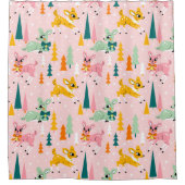 Rideaux De Douche Retro Reindeer Wonderland Motif de vacances (Devant)