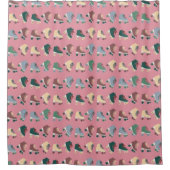 Rideaux De Douche Retro Rollerskates Vert Dusty rose Motif (Devant)