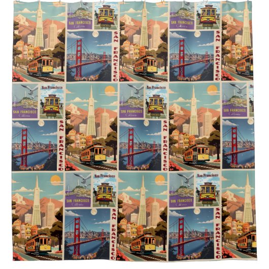 Rideaux De Douche Rétro San Francisco Patchwork (Devant)