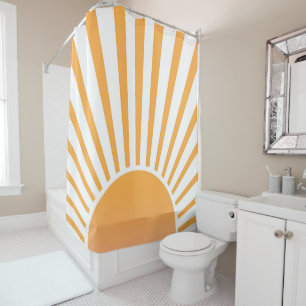 Rideaux De Douche Retro Soleil Coucher Soleil Lever Soleil Orange