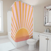 Rideaux De Douche Retro Sun Burset Sunrise Pastel Rose Orange (En situation)