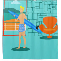 Rétro surfer Dude Shower Curtain