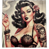 Rideaux De Douche Retro Tatto Goth Girl (Devant)