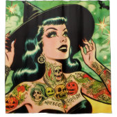 Rideaux De Douche Retro Tattoed Witch Comic (Devant)
