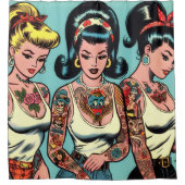 Rideaux De Douche Retro Tattoo Girls Comics (Devant)