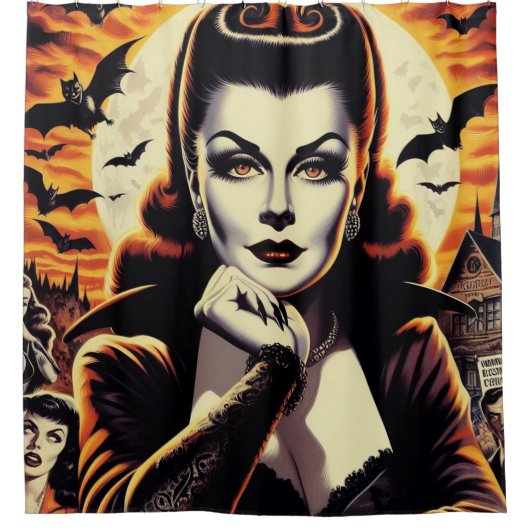 Rideaux De Douche Rétro Vampire femme (Devant)