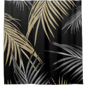 Rideaux De Douche Rêve des Feuilles de palmiers gris-or #1 (Devant)