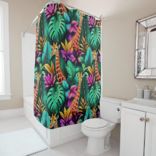 Rideaux De Douche Rêves de girafe de jungle motif de surface transpa