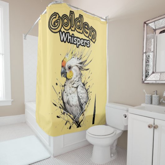 Rideaux De Douche Rêves d'or | Aquarelle d'oiseau délicate (En situation)