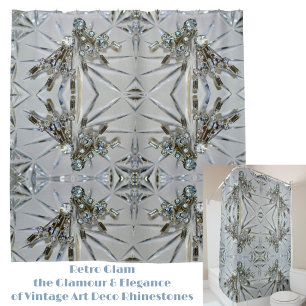Rideaux De Douche Rhinestone Art Déco vintage Élégant gris argenté