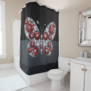 Rideaux De Douche Rhinestones - Bijoux Diamants Papillon