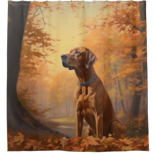 Rideaux De Douche Rhodesian Ridgeback à l'automne Feuilles automne I (Devant)