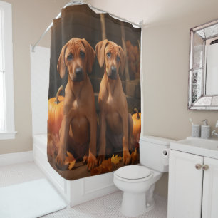 Rideaux De Douche Rhodesian Ridgeback Chiot Automne Citrouille délic