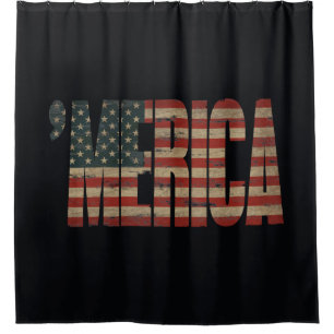 Rideaux De Douche 'Rideau en douche vintage de drapeau de MERICA USA