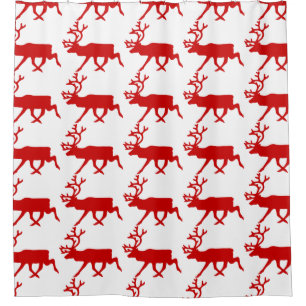 Rideaux De Douche Rindeer rouge / Silhouette caribou