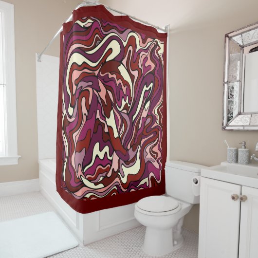 Rideaux De Douche Riple framboise (En situation)
