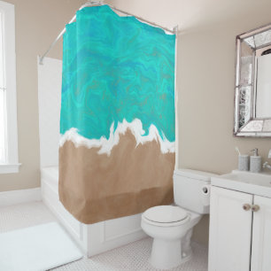 Rideaux De Douche Rives du Paradis Mer Turquoise Abstraite