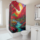 Rideaux De Douche "Rivière de l'automne en verre satiné" (En situation)