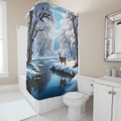 Rideaux De Douche Rivière d'hiver de Imaginaire Vivid Deer (En situation)