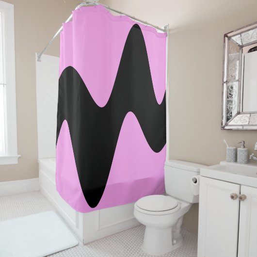 Rideaux De Douche Rivière noire moderne rose (En situation)