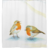 Rideaux De Douche Robins rouges en hiver (Devant)
