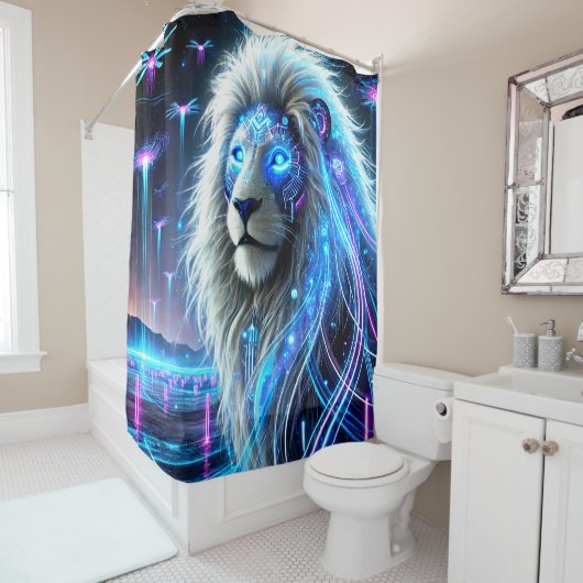 Rideaux De Douche Robot Lion Art (En situation)