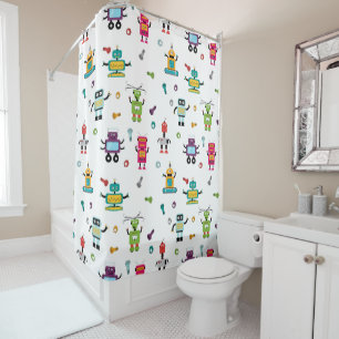 Rideaux De Douche Robots multicolores mignons Robot pour enfants