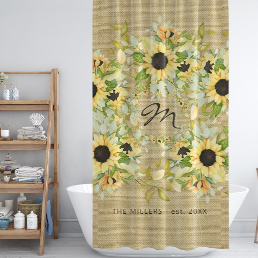 Rideaux De Douche Robuste de ferme rustique monogrammée