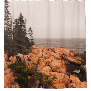 Rideaux De Douche Rochers et arbres sur le littoral du Maine en Acad
