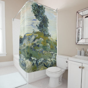 Rideaux De Douche Roches avec chêne, peinture à l'huile de Van Gogh
