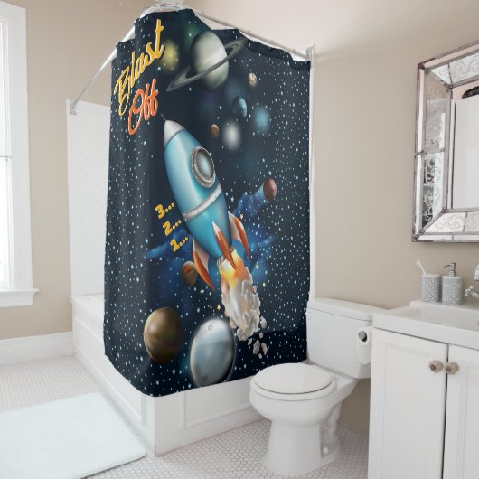 Rideaux De Douche Rocketship Space Adventure (En situation)