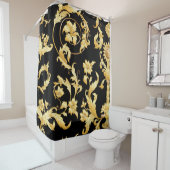 Rideaux De Douche Rococo baroque, motif floral victorien. (En situation)