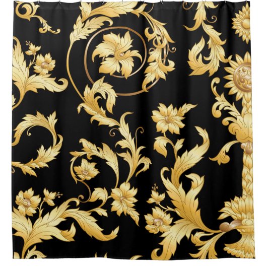 Rideaux De Douche Rococo baroque, motif floral victorien. (Devant)