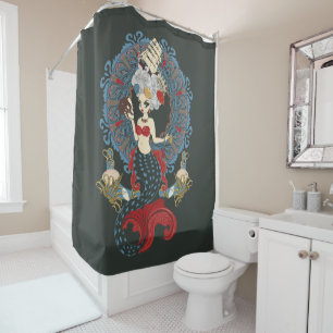 Rideaux De Douche Rococo mermaid Art nouveau