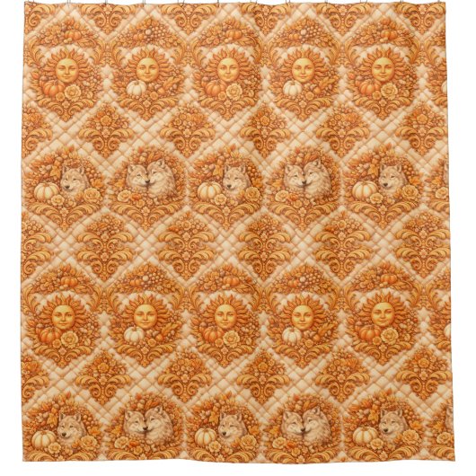 Rideaux De Douche Rococo Revival Damask Nature Pattern (Devant)