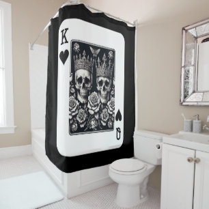Rideaux De Douche Roi Royal & Reine de Cœur Crânes & Roses