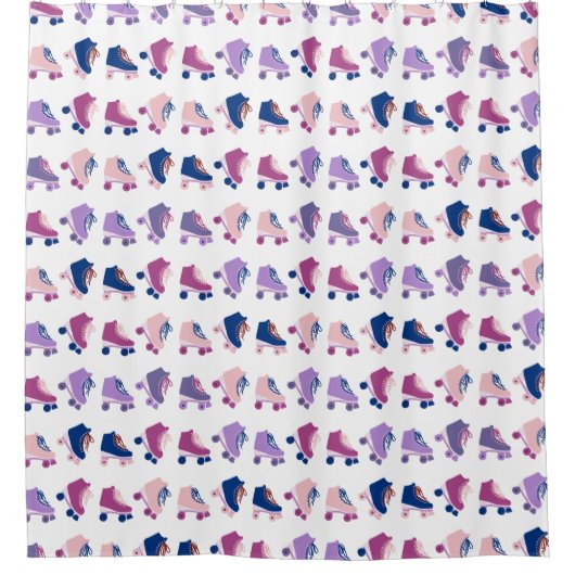 Rideaux De Douche Rollerskates rétro Motif rose violet (Devant)
